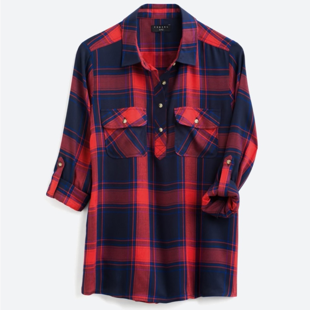 Tinsel Flannel Top